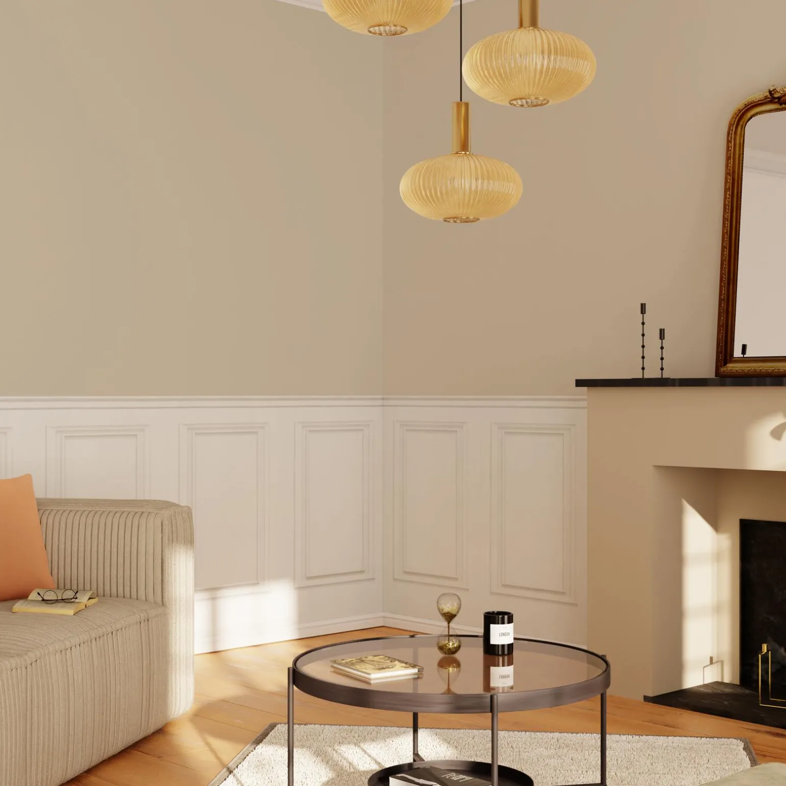 Papier peint intissé SOUBASSEMENT MOULURES blanc chaud - 4MURS