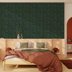 Papier peint intissé TEORA coloris Vert foncé - 4MURS