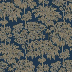 Papier peint intissé YSABEL coloris bleu profond et doré - 4MURS