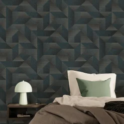 Papier peint intissé ZAKARY coloris bleu grisé et taupe - 4MURS
