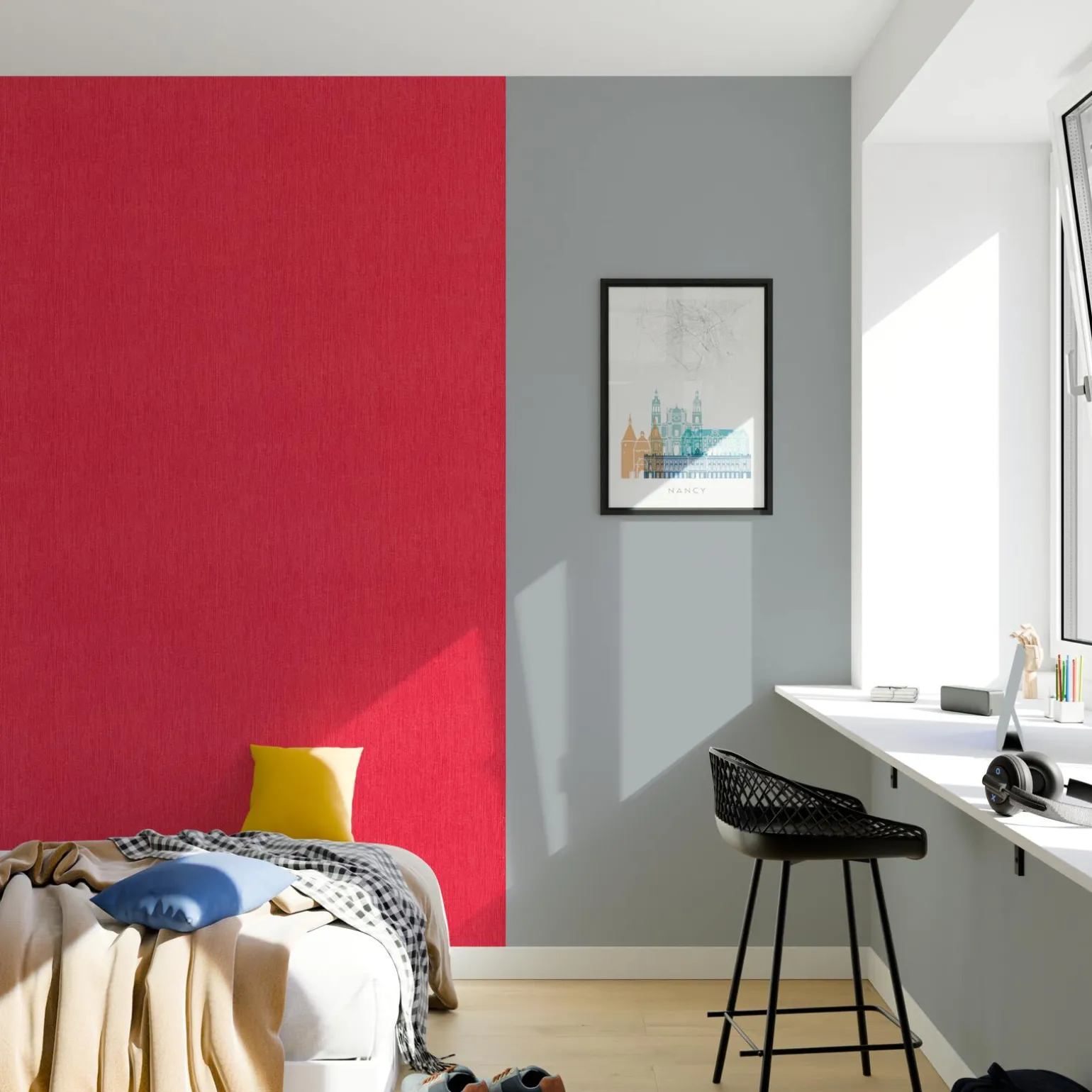 Papier peint PANAMA coloris rouge coquelicot - 4MURS