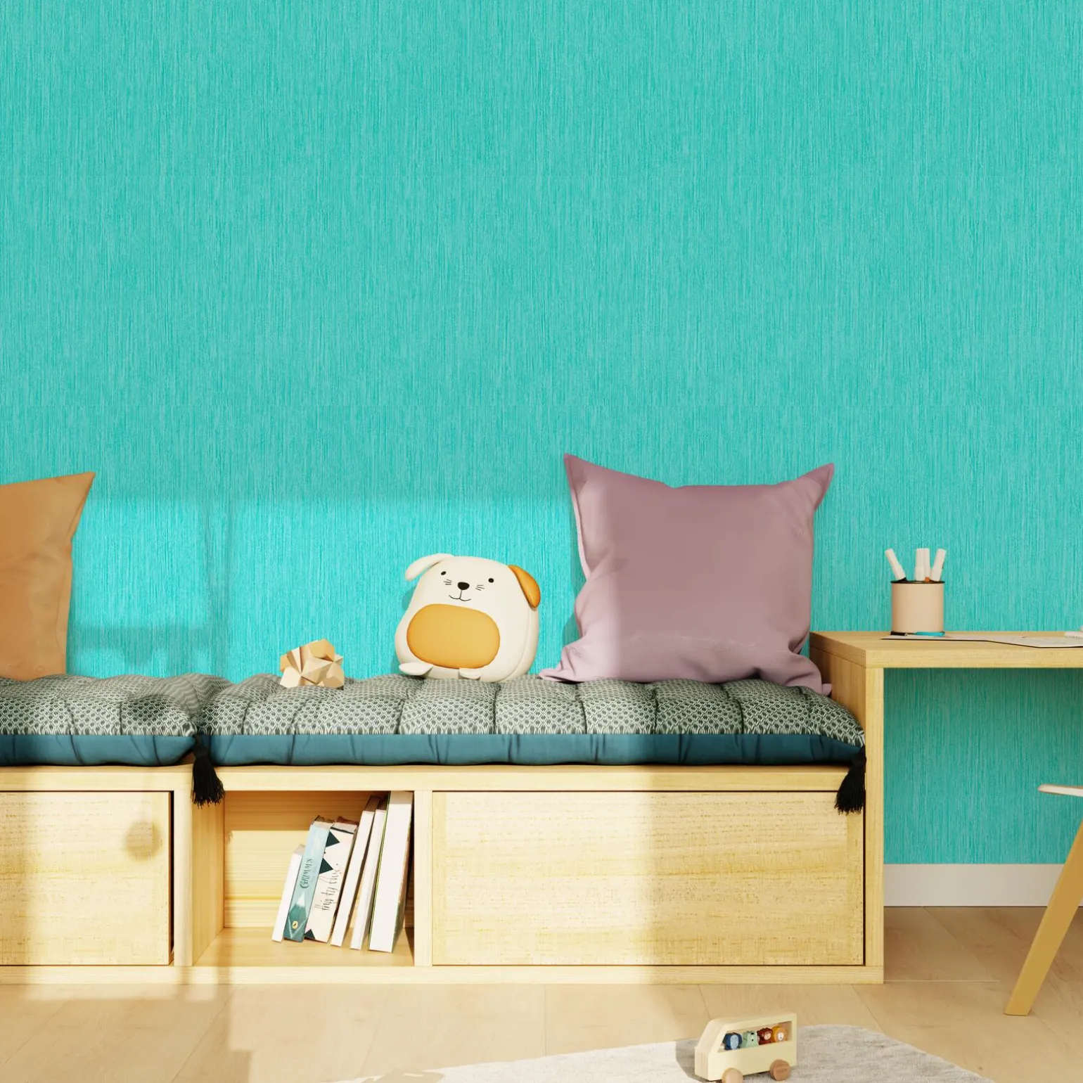 Papier peint PANAMA coloris bleu turquoise - 4MURS