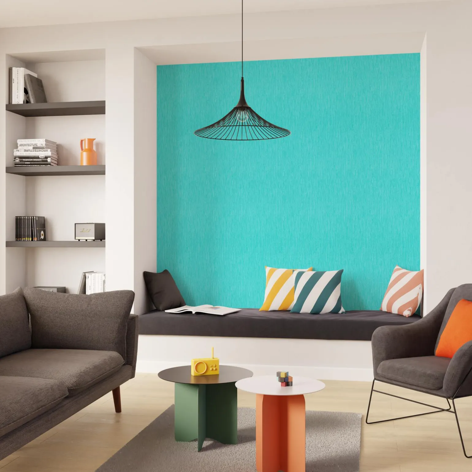 Papier peint PANAMA coloris bleu turquoise - 4MURS