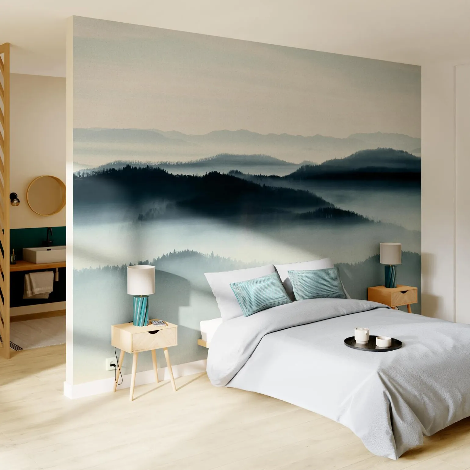 Papier peint panoramique XL DENALI 400 x 270 cm bleu dilué - 4MURS