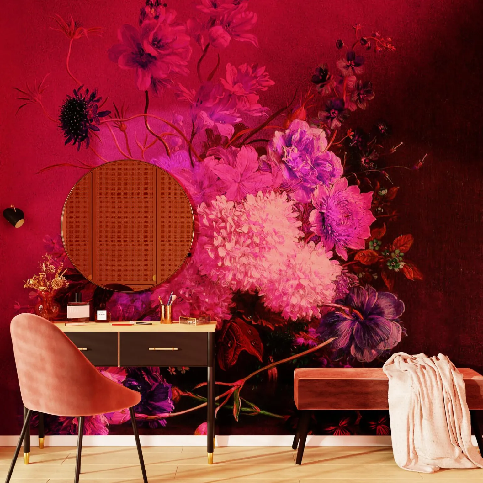 Papier peint panoramique XL GRAPPOLO 300 x 270 cm fuchsia - 4MURS