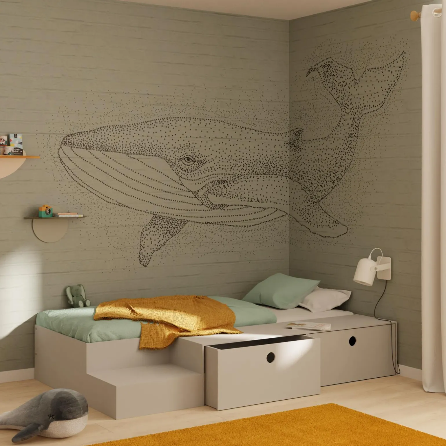 Papier peint panoramique XL WALLY 400 x 270 cm vert de gris - 4MURS