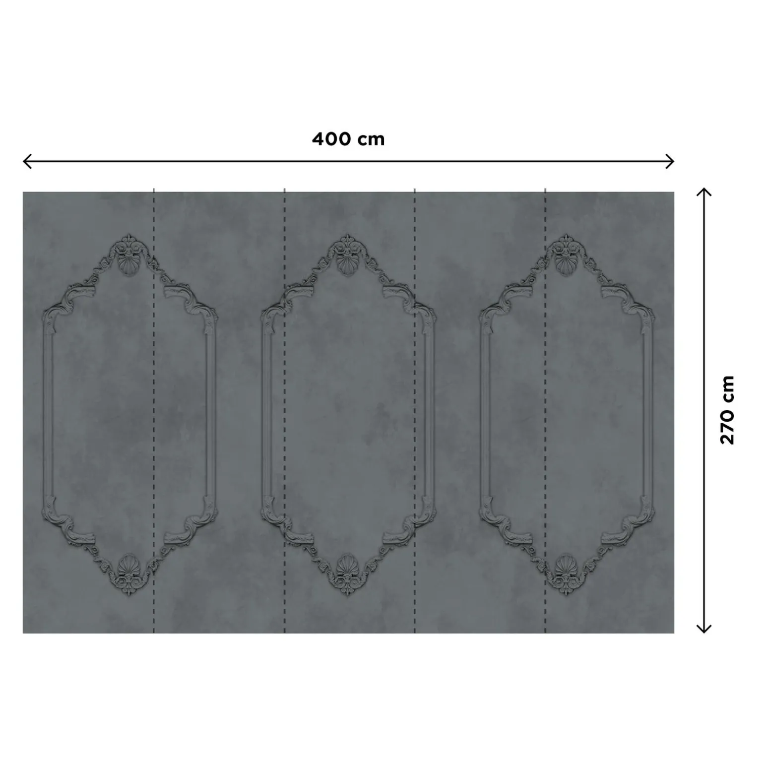 Papier peint panoramique XL AGNES 400 x 270 cm gris moyen - 4MURS