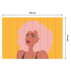 Papier peint panoramique XL BILLIE 400 x 270 cm ocre et rose - 4MURS