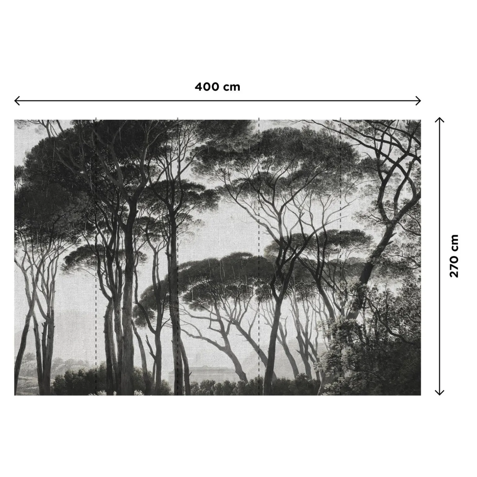 Papier peint panoramique XL BOSQUET 400 x 270 cm anthracite - 4MURS