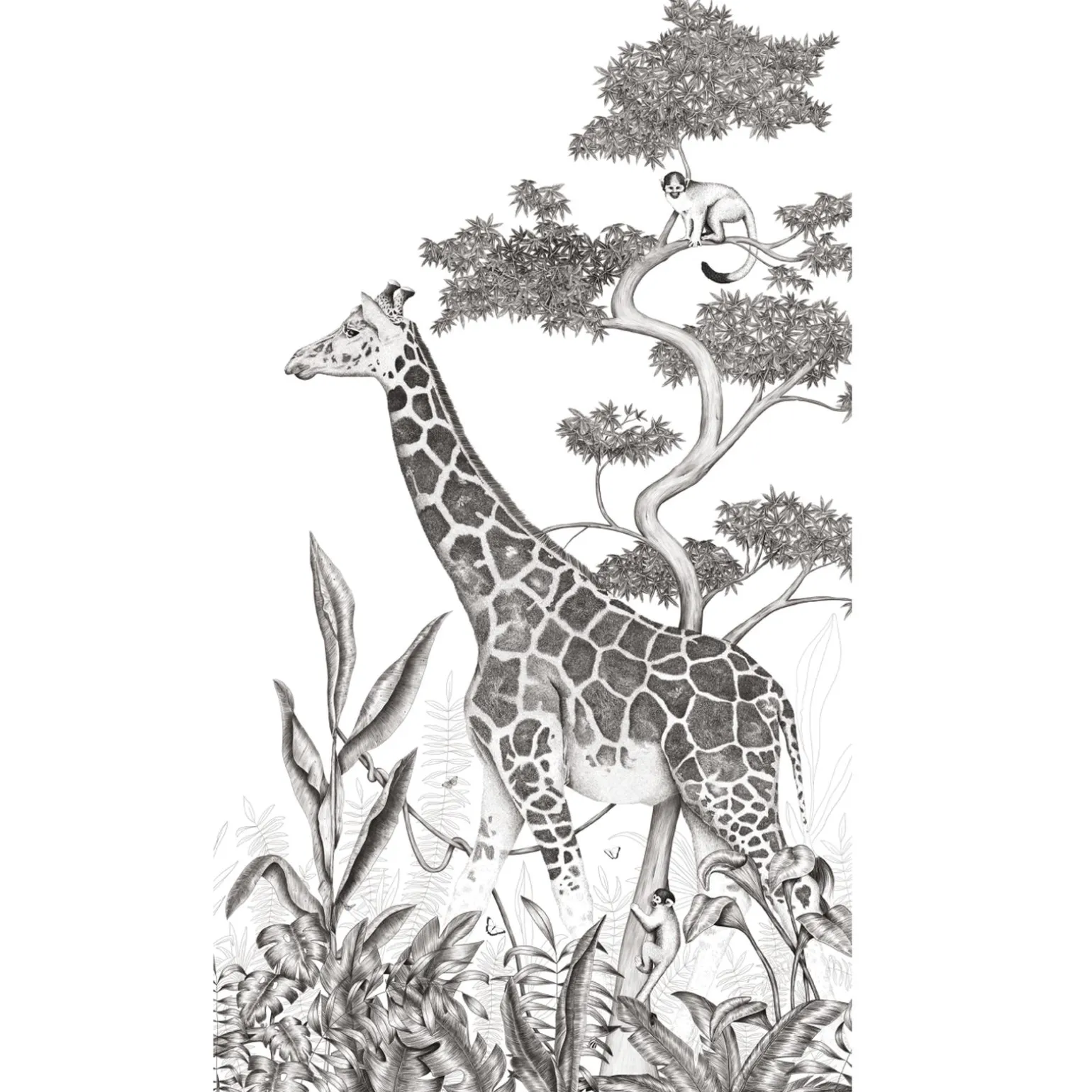 Papier peint panoramique L BLACK JUNGLE GIRAFE 150 x 270 cm - 4MURS