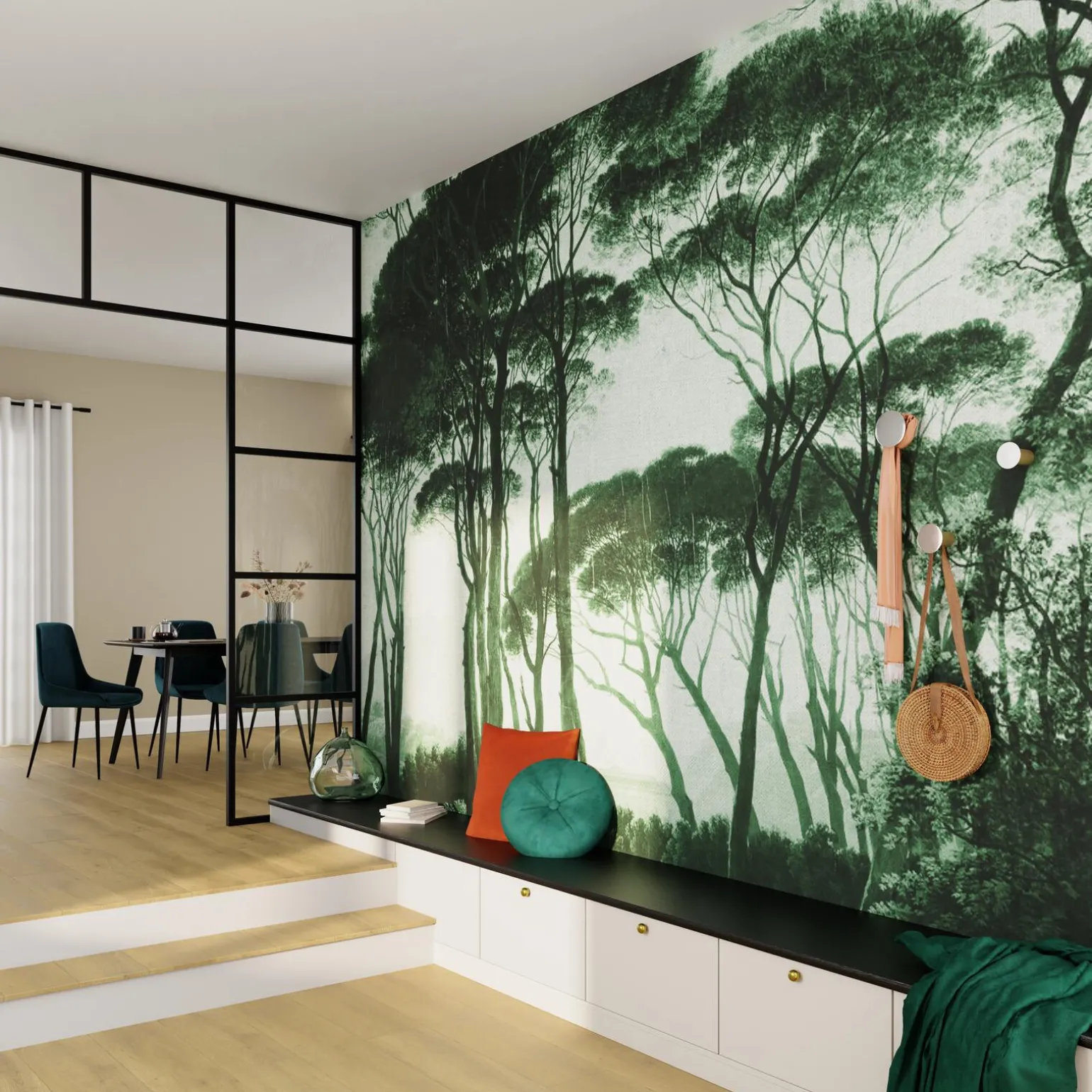 Papier peint panoramique XL BOSQUET 400 x 270 cm vert anglais - 4MURS