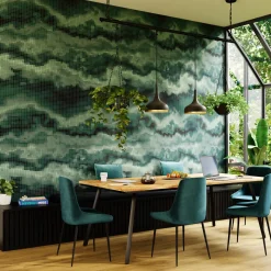 Papier peint panoramique XL MOSAICO 400 x 270 cm vert bouteille