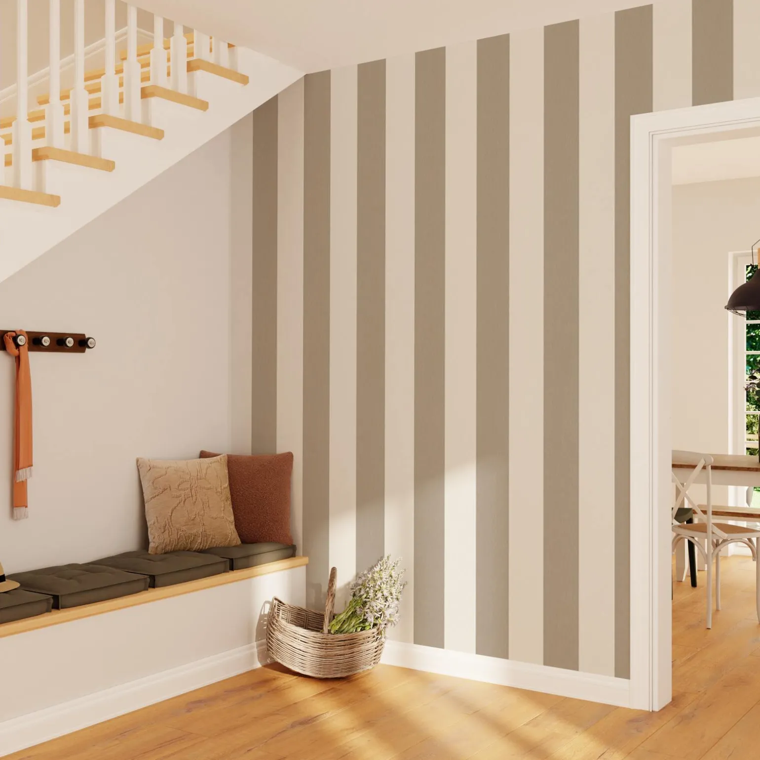 Papier peint vinyle PODIUM STRIPE coloris praline - 4MURS