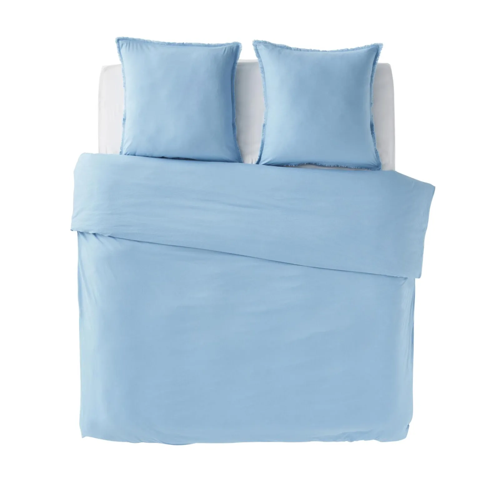 Parure de lit en coton lavé ZOHA bleu acier 260 x 240 cm - 4MURS