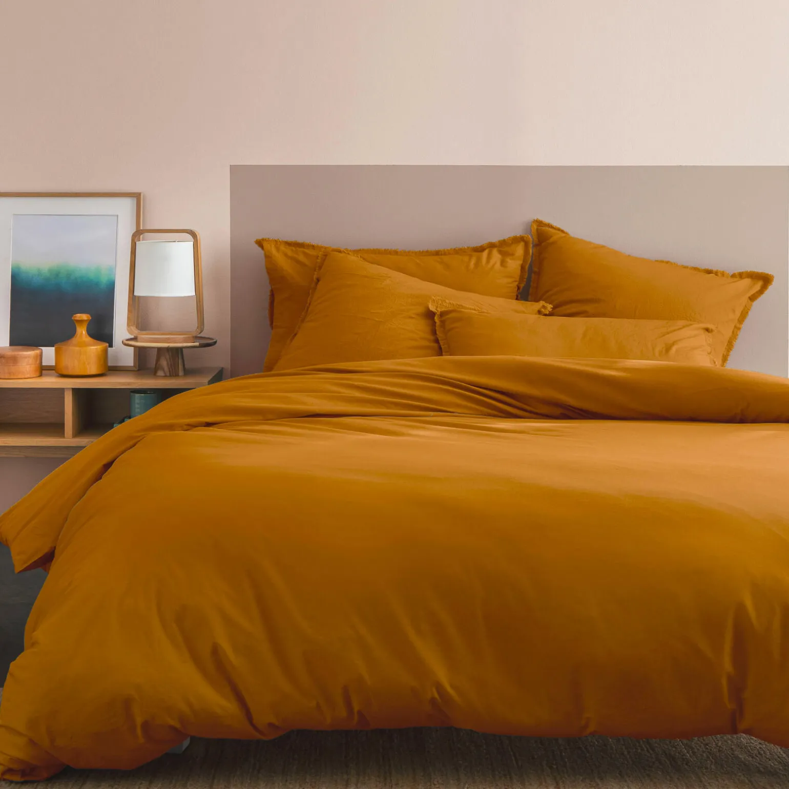 Parure de lit en coton lavé ZOHA caramel 260 x 240 cm - 4MURS