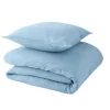 Parure de lit en coton lavé ZOHA bleu acier 240 x 220 cm - 4MURS