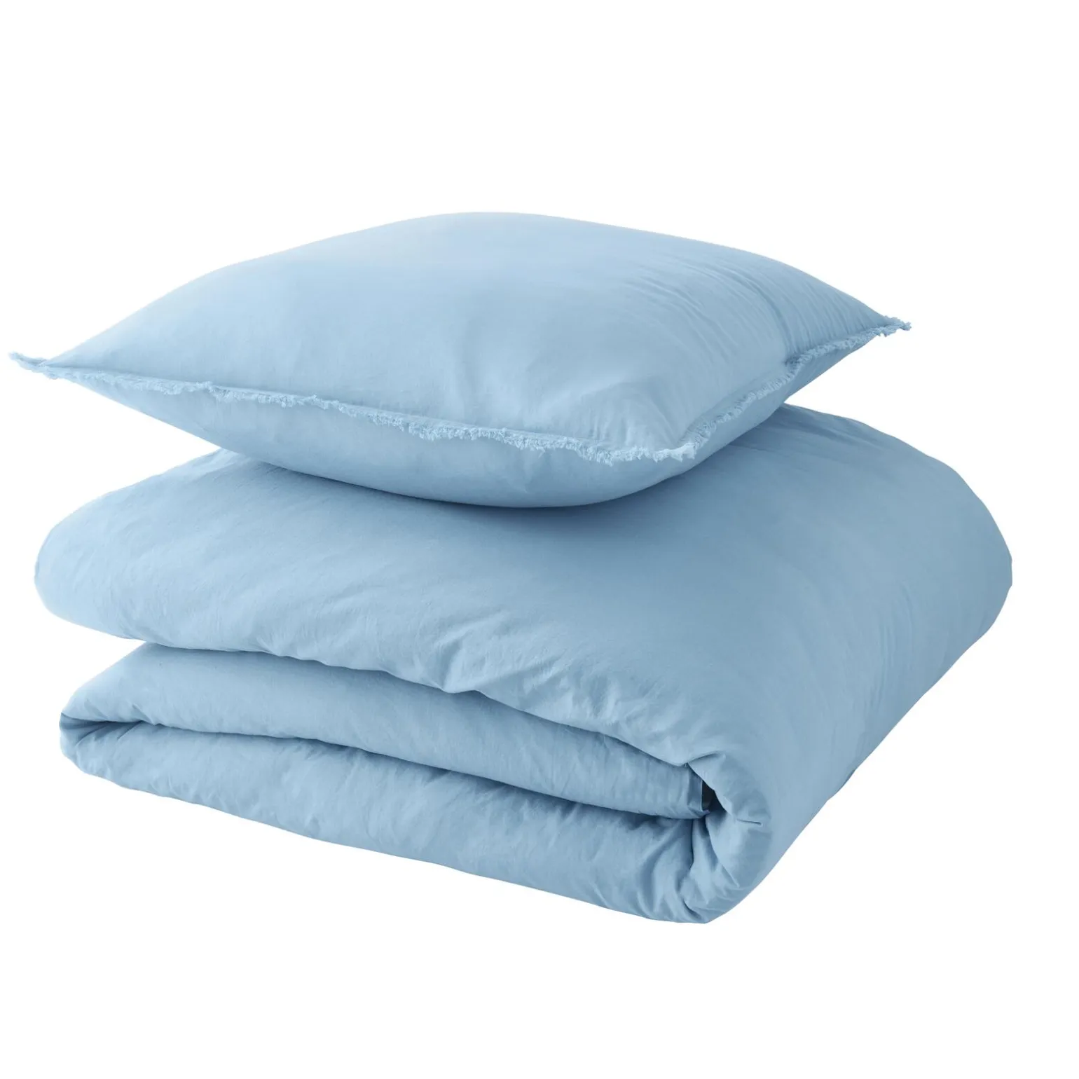 Parure de lit en coton lavé ZOHA bleu acier 240 x 220 cm - 4MURS
