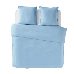 Parure de lit en coton lavé ZOHA bleu acier 240 x 220 cm - 4MURS