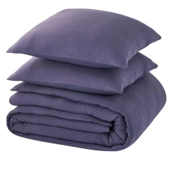 Parure de lit en gaze de coton ANOKIAS bleu marine 240 x 220 cm