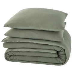 Parure de lit en gaze de coton ANOKIAS kaki 240 x 260 cm - 4MURS