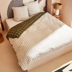 Parure de lit en percale de coton GABRIEL vert 260 x 240 cm - 4MURS