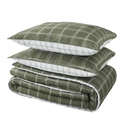 Parure de lit en percale de coton GABRIEL vert 240 x 220 cm - 4MURS