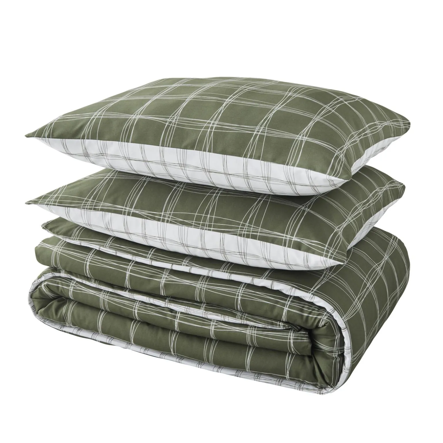 Parure de lit en percale de coton GABRIEL vert 240 x 220 cm - 4MURS