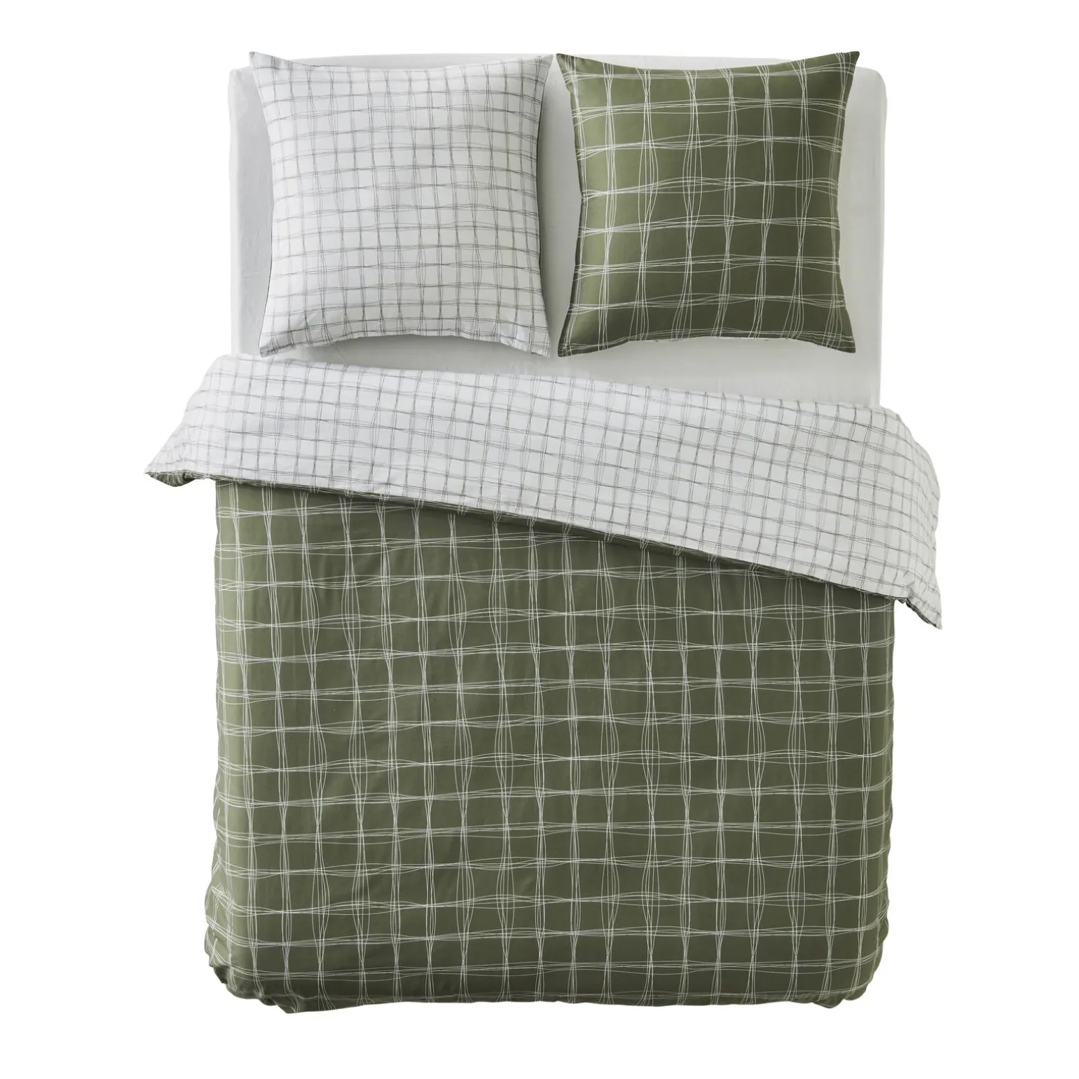 Parure de lit en percale de coton GABRIEL vert 240 x 220 cm - 4MURS