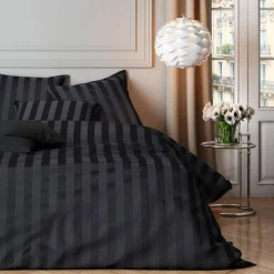 Parure de lit en satin de coton BONE anthracite 240 x 220 cm - 4MURS