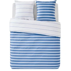Parure de lit en toile de coton STRIPES bleu 260 x 240 cm - 4MURS