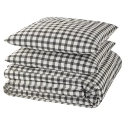 Parure de lit en toile de coton SOL beige/anthracite 240 x 220 cm