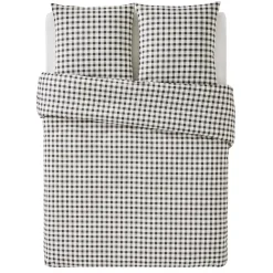 Parure de lit en toile de coton SOL beige/anthracite 240 x 220 cm