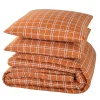 Parure de lit en toile de coton CRAFTED CHECK camel 240 x 220 cm