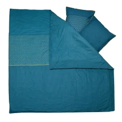 Parure de lit en toile de coton BRONZE bleu paon 260 x 240 cm - 4MURS