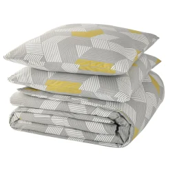 Parure de lit en toile de coton ALU BIG gris jaune 260 x 240 cm
