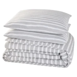 Parure de lit en toile de coton BRUSH STRIPES gris 260 x 240 cm