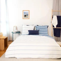 Parure de lit en toile de coton STRIPES bleu 240 x 220 cm - 4MURS