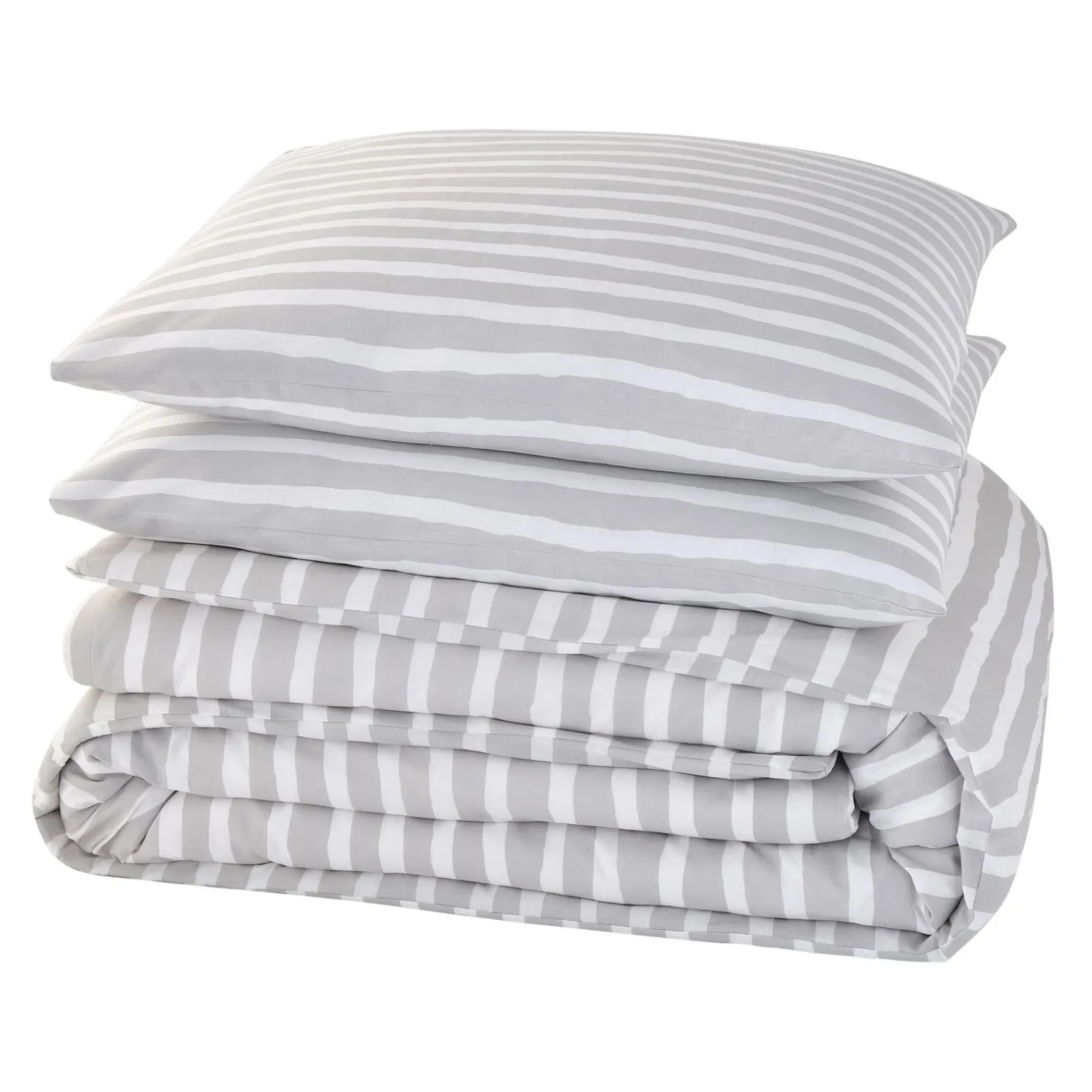 Parure de lit en toile de coton BRUSH STRIPES gris 240 x 220 cm