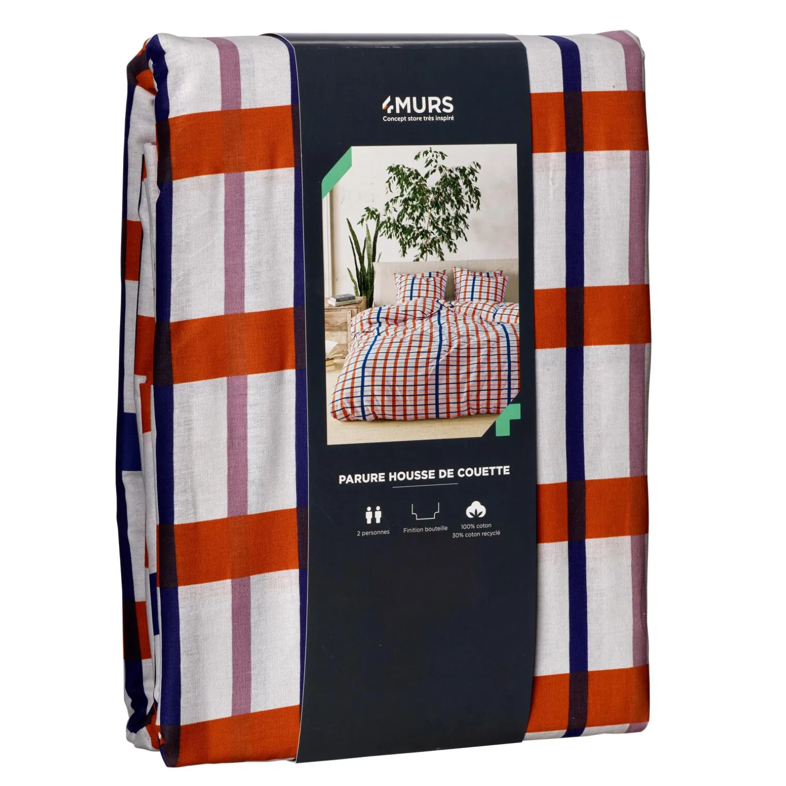 Parure de lit en toile de coton CASSAN rouge 240 x 220 cm - 4MURS