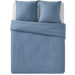 Parure de lit lin et coton lavé MACHA bleu mirage 240 x 220 cm - 4MURS