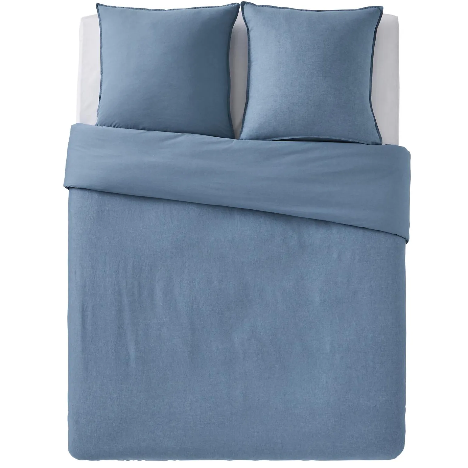 Parure de lit lin et coton lavé MACHA bleu mirage 240 x 220 cm - 4MURS