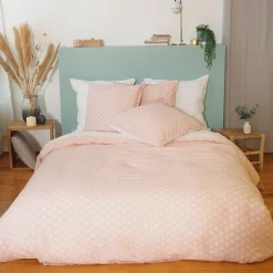 Parure de lit lin et coton lavé EVI rose 260 x 240 cm - 4MURS