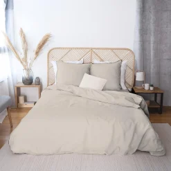 Parure de lit lin et coton lavé MACHA sable 240 x 220 cm - 4MURS