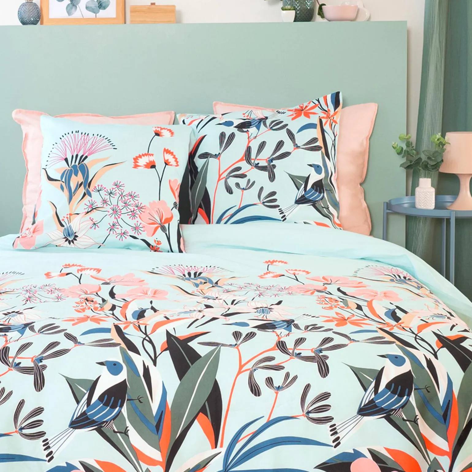 Parure de lit satin bio PAYA coloris bleu 240 x 220 cm - 4MURS