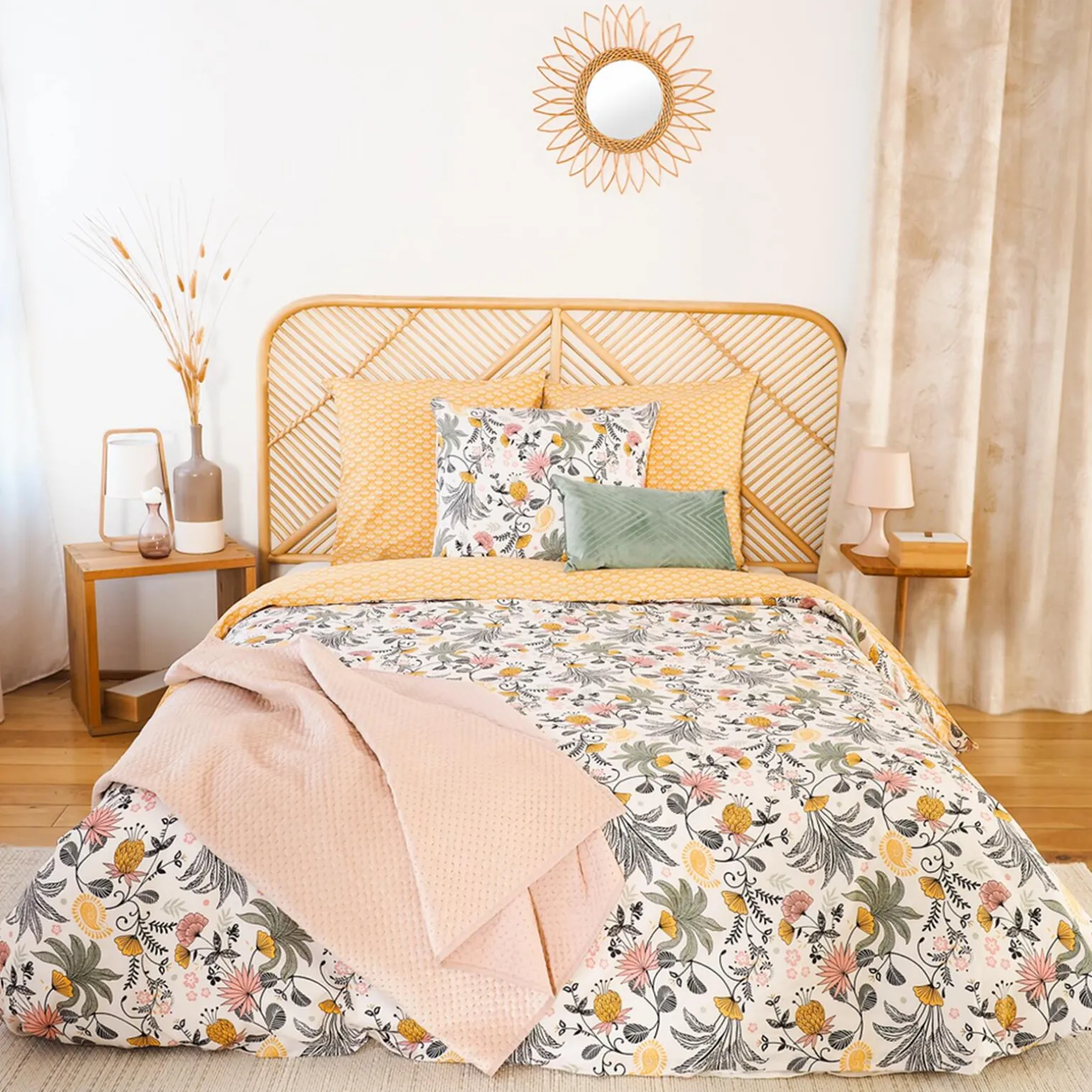 Parure de lit satin bio WAYAN coloris ocre 260 x 240 cm - 4MURS