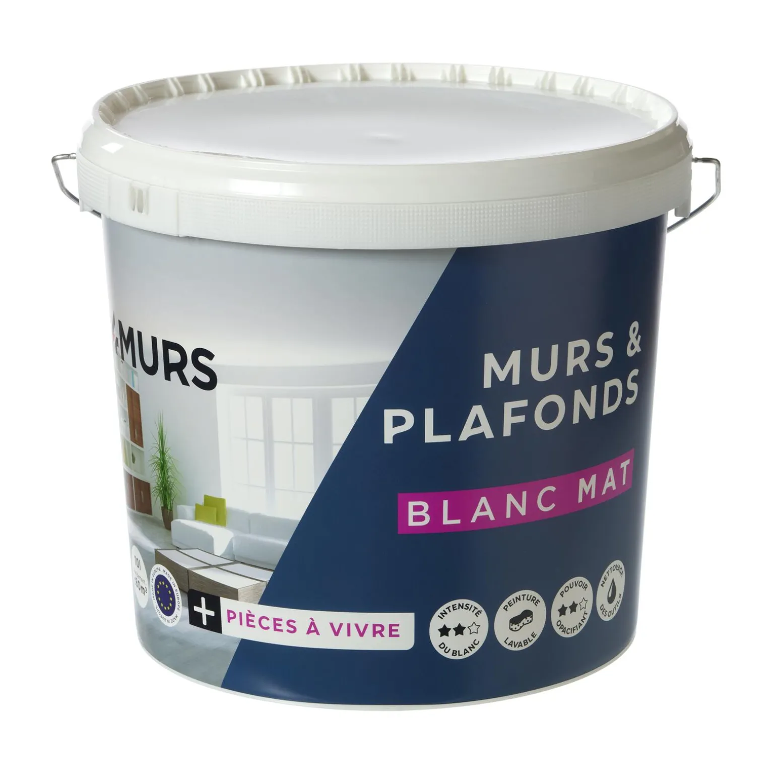 Peinture MURS ET PLAFONDS ESSENTIEL Peinture blanc 10 L - 4MURS