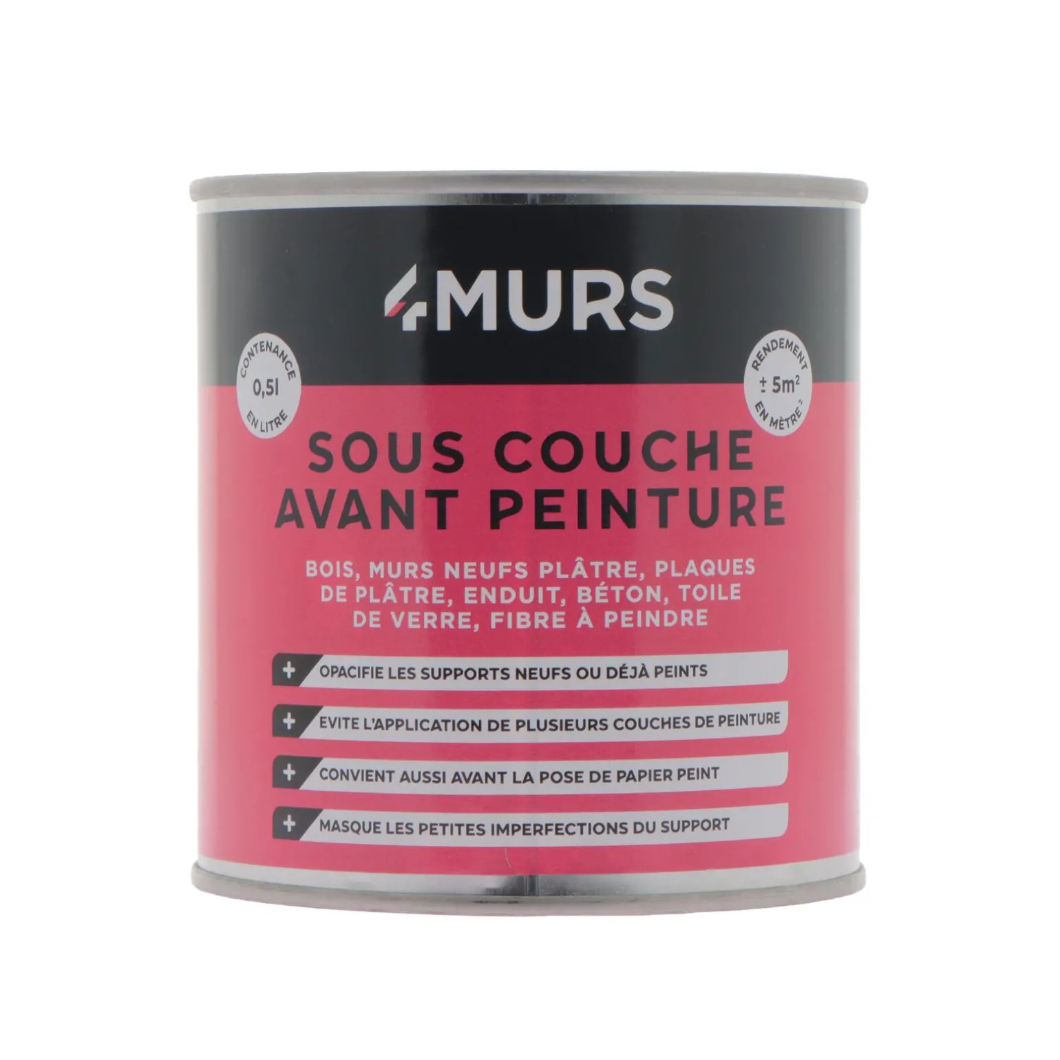 Peinture SOUS COUCHE AVANT PEINTURE Peinture blanc 0,5 L - 4MURS