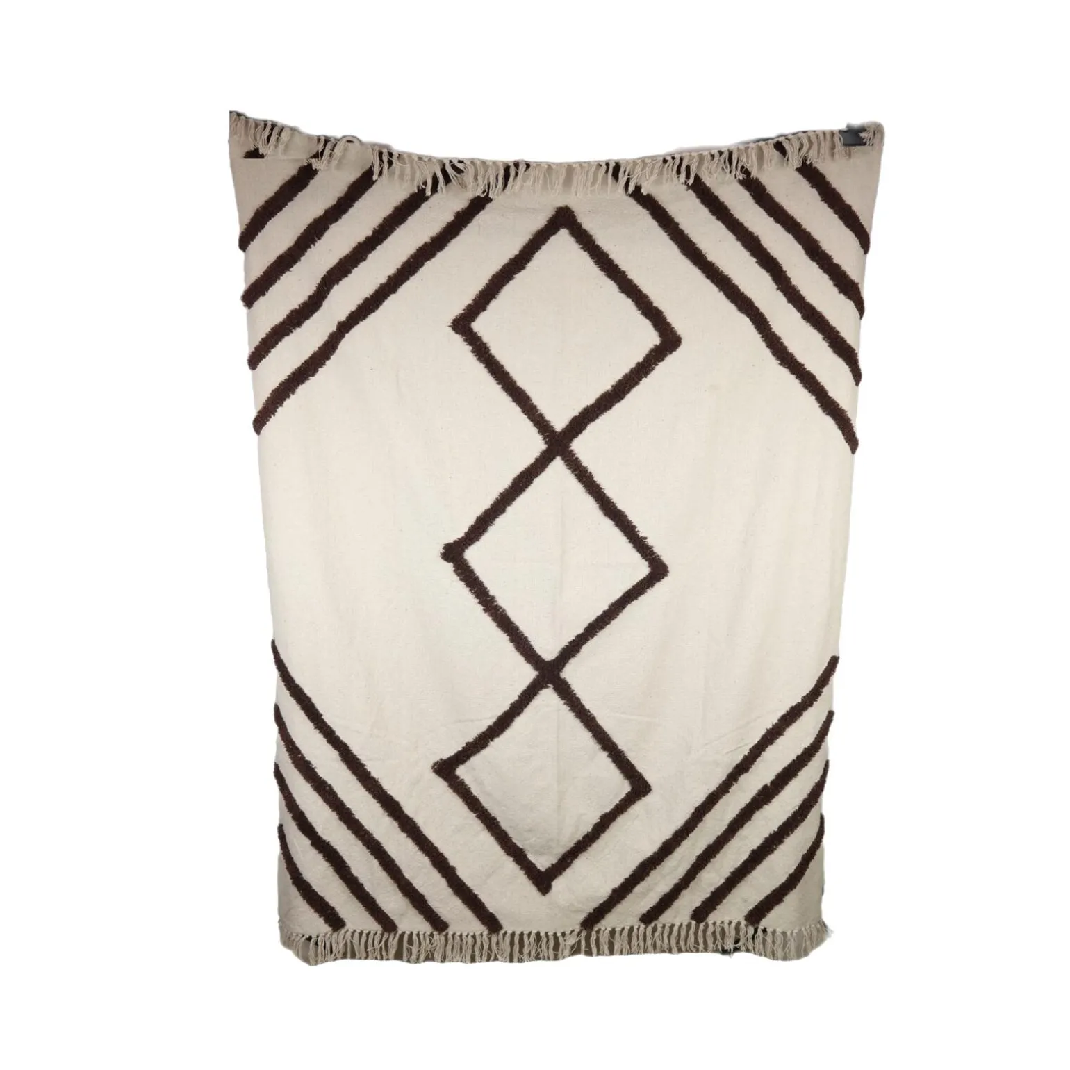 Plaid coton RATTAN coloris blanc cassé/marron - 4MURS