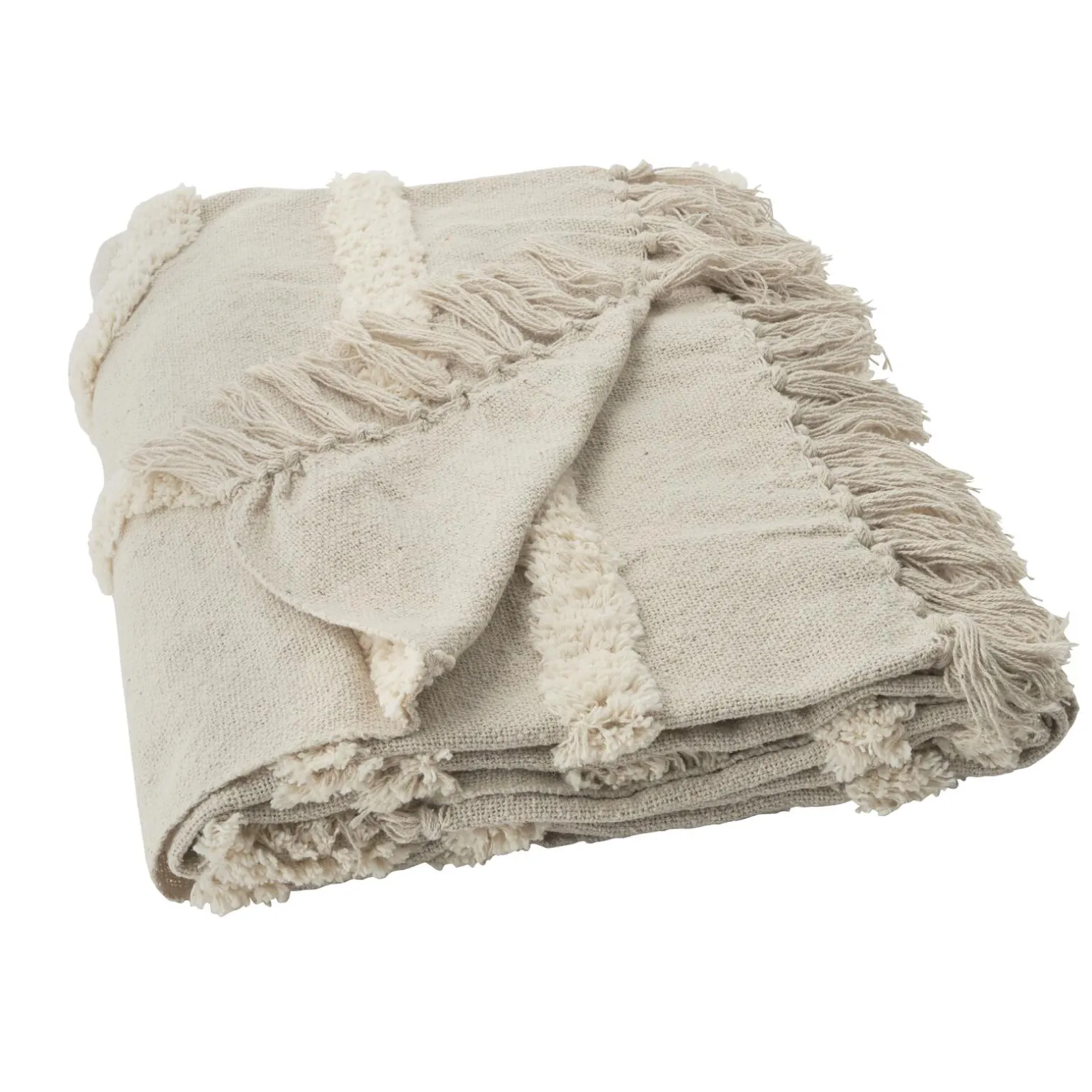 Plaid franges MAURO coloris blanc cassé - 4MURS