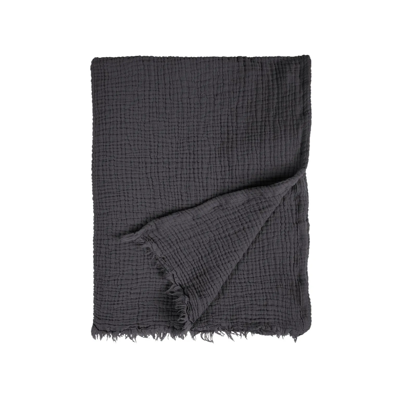 Plaid gaze de coton DIANA coloris ébène - 4MURS